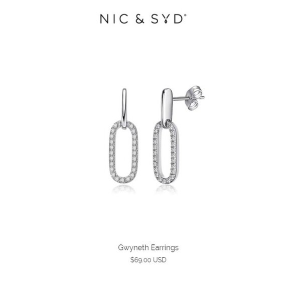 NEW Nic & Syd Gwyneth Oval Necklace Pendant Earring Set Swarovski Crystal Silver - Picture 7 of 9